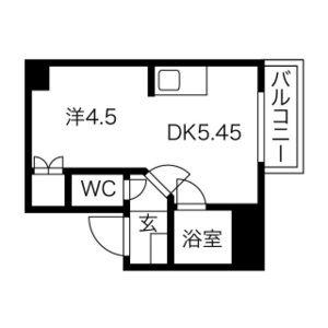 グリーンヒルシャトー(1DK/4階)の間取り写真