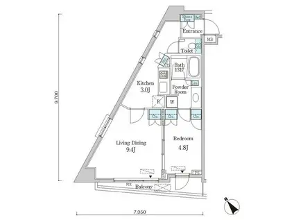 クインテット恵比寿(2K/6階)の間取り写真
