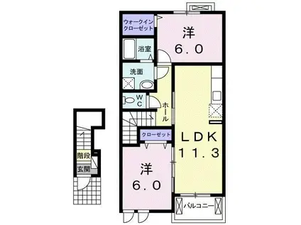 フリーデハイムA(2LDK/2階)の間取り写真