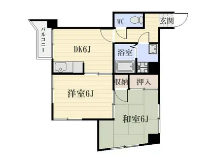 夏迫マンション(2DK/5階)の間取り写真