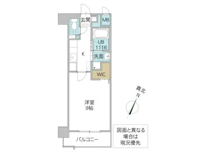 LEGABENE柏の葉(1K/9階)の間取り写真
