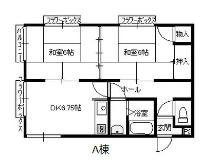 レジデンスHYJ A(2DK/2階)の間取り写真