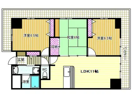 ルキア国分(3LDK/3階)の間取り写真
