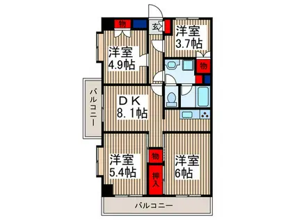 FOREST MANSION武蔵浦和(4DK/6階)の間取り写真