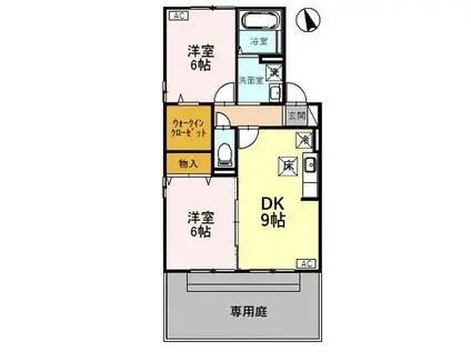 フォレストB(2DK/1階)の間取り写真