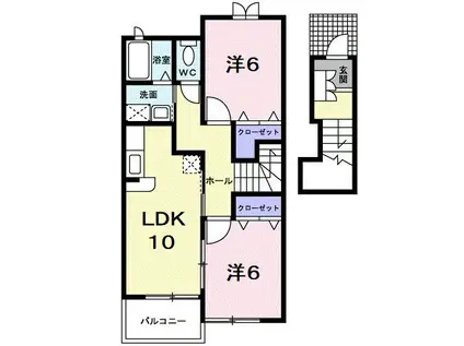 カーサヴェルデ(2LDK/2階)の間取り写真