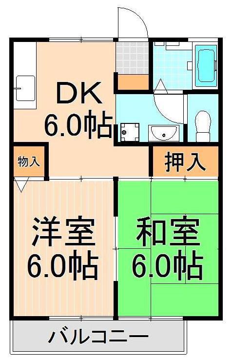 サニーガーデン(2DK/1階)の間取り写真