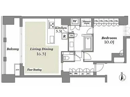 THE CONOE 三田綱町(1LDK/4階)の間取り写真