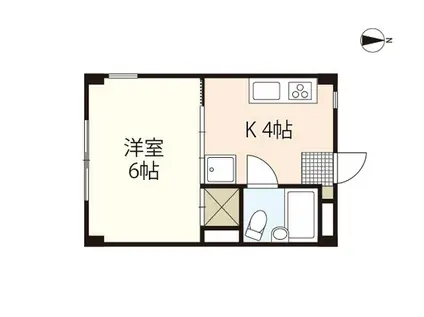 信光ビル(1K/1階)の間取り写真