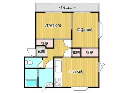 デュ・プレ96 B(2DK/1階)の間取り写真