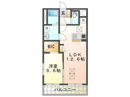 ルネスルカーメ(1LDK/4階)の間取り写真