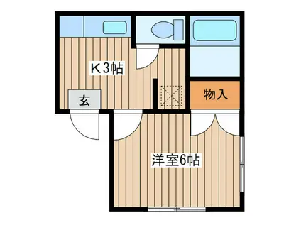 レジデンスソレイユI(1K/1階)の間取り写真