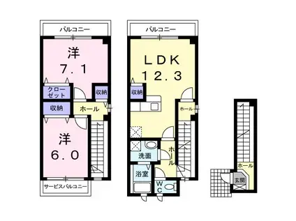 EDIM-1(2LDK/2階)の間取り写真