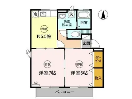 クレストヤマ B(2K/1階)の間取り写真