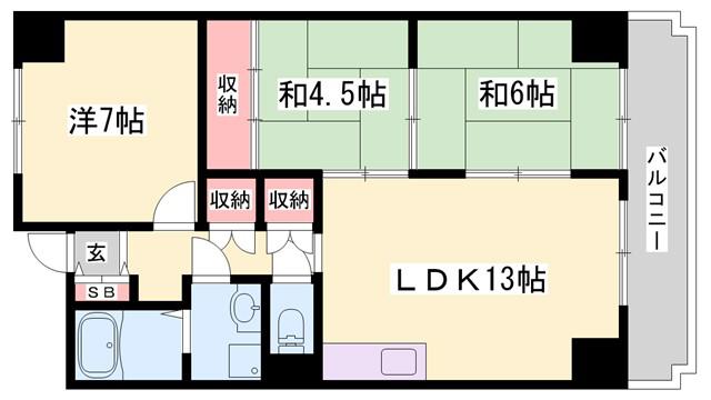 アルコ・ラ・カーサ佃町II(3LDK/7階)の間取り写真