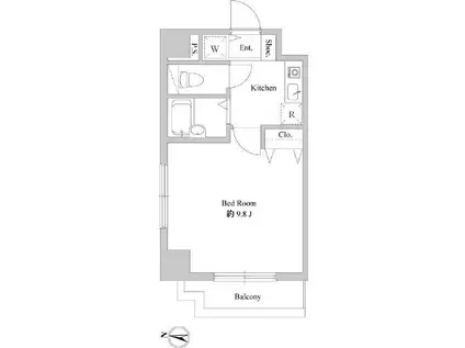 Y&H平塚(1K/4階)の間取り写真