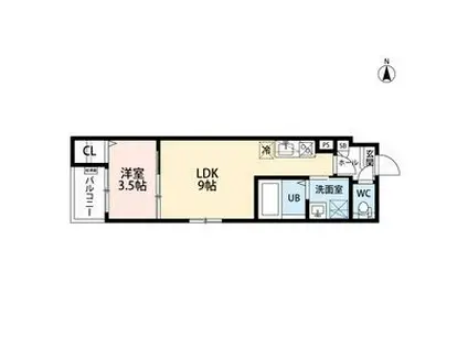 CRASTINE弥生町A棟クラスティーネヤヨ(1LDK/1階)の間取り写真