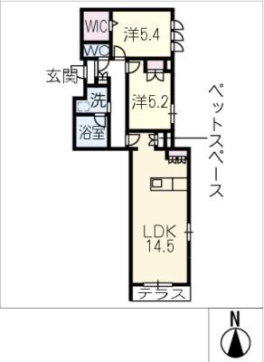 HEBEL MAISON 徳川園(2LDK/1階)の間取り写真