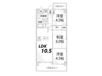 ルピナス南大路(3LDK/8階)の間取り写真