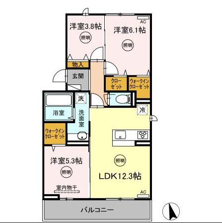 AZLIE(3LDK/3階)の間取り写真