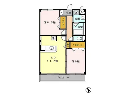 D-ROOM高丘西(2LDK/3階)の間取り写真