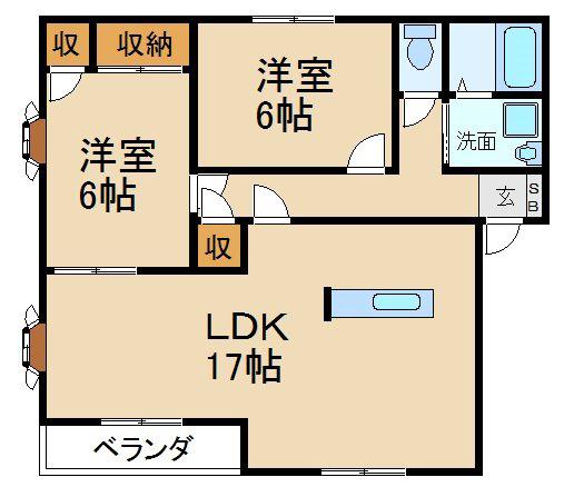 ハイム・ボナール(2LDK/1階)の間取り写真