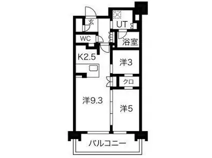 ローレルアイ名駅東(2LDK/14階)の間取り写真