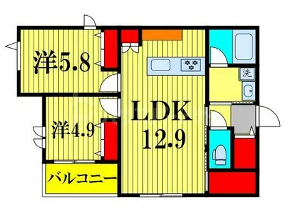 BELLE VIE(2LDK/4階)の間取り写真