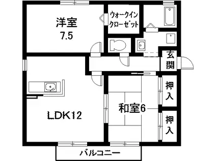 ミレニアム ヴィレッジB(2LDK/2階)の間取り写真
