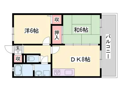 吉川ハイツII(2DK/2階)の間取り写真