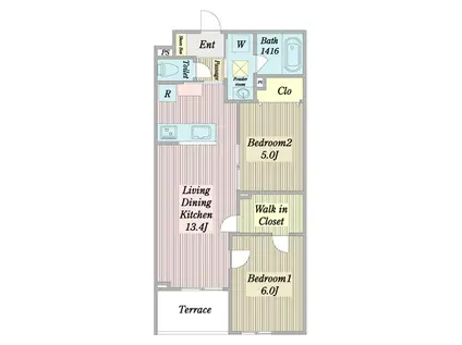 プエンテリア岡崎(2LDK/3階)の間取り写真