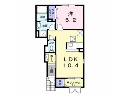 フォンテーヌ(1LDK/1階)の間取り写真