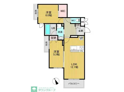 Uレジデンス東比恵(2LDK/5階)の間取り写真