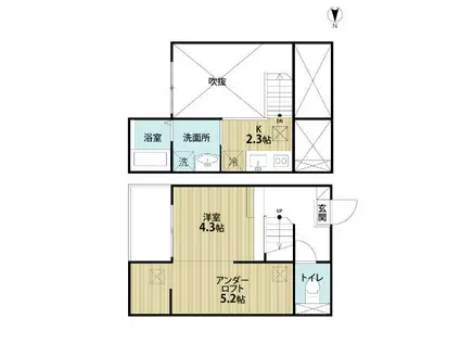 LEMURIA(1K/2階)の間取り写真