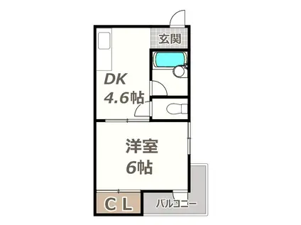 松恵コーポラス(1DK/4階)の間取り写真