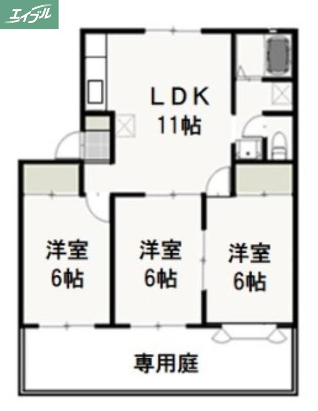 グリーンパーク西辛川B(3LDK/1階)の間取り写真