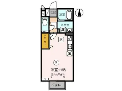 エザンスTH(ワンルーム/1階)の間取り写真