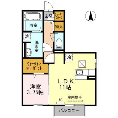 アジャート手城(1LDK/1階)の間取り写真