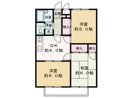 シティ堂山 A(3DK/2階)の間取り写真