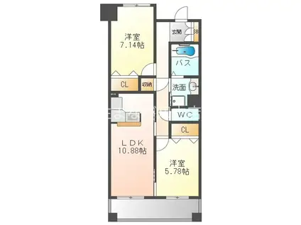 パークホームズ刈谷サザンゲートウエスト(2LDK/5階)の間取り写真