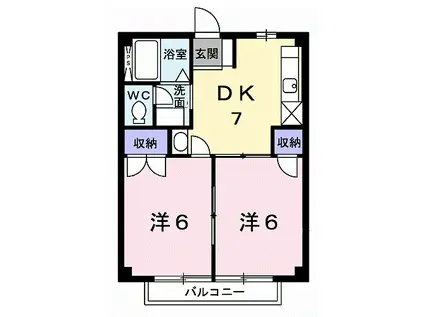 アクティブ本郷(2DK/2階)の間取り写真