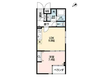 プレールドゥーク成増II(1LDK/1階)の間取り写真