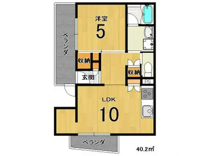 オシアス桂(1LDK/3階)の間取り写真