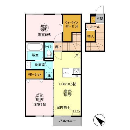 LITUS II(2LDK/2階)の間取り写真