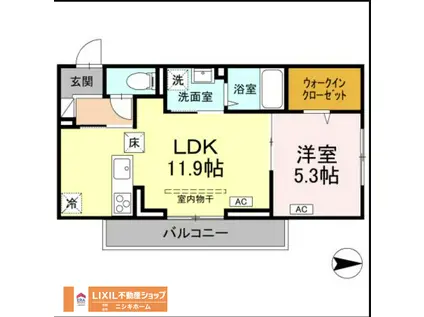 アーバンライフヒロ沖浜(1LDK/1階)の間取り写真