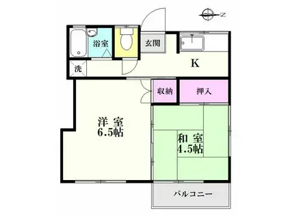 上和田荘(2K/2階)の間取り写真