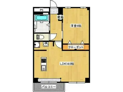 平和第二マンション(1LDK/4階)の間取り写真