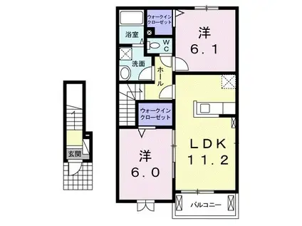 チェリー・ブロッサムIII(2LDK/2階)の間取り写真