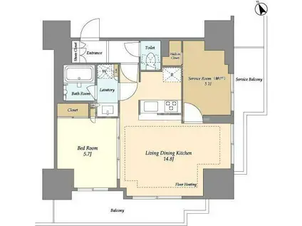 オアーゼ日暮里レジデンス(1SLDK/4階)の間取り写真