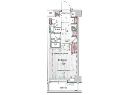 プレール・ドゥーク元住吉(1K/1階)の間取り写真